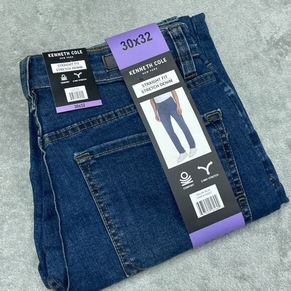 Kenneth Cole Straight Fit Stretch Denim Jeans 30x32 Blue Comfort a1247 - Picture 1 of 6